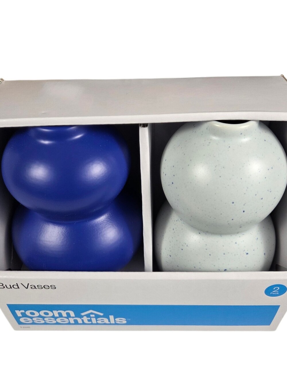 Bud Vases NEW 2 Pack -Blue & White Room Essentials **VASES ARE DIFFERENT SIZES**